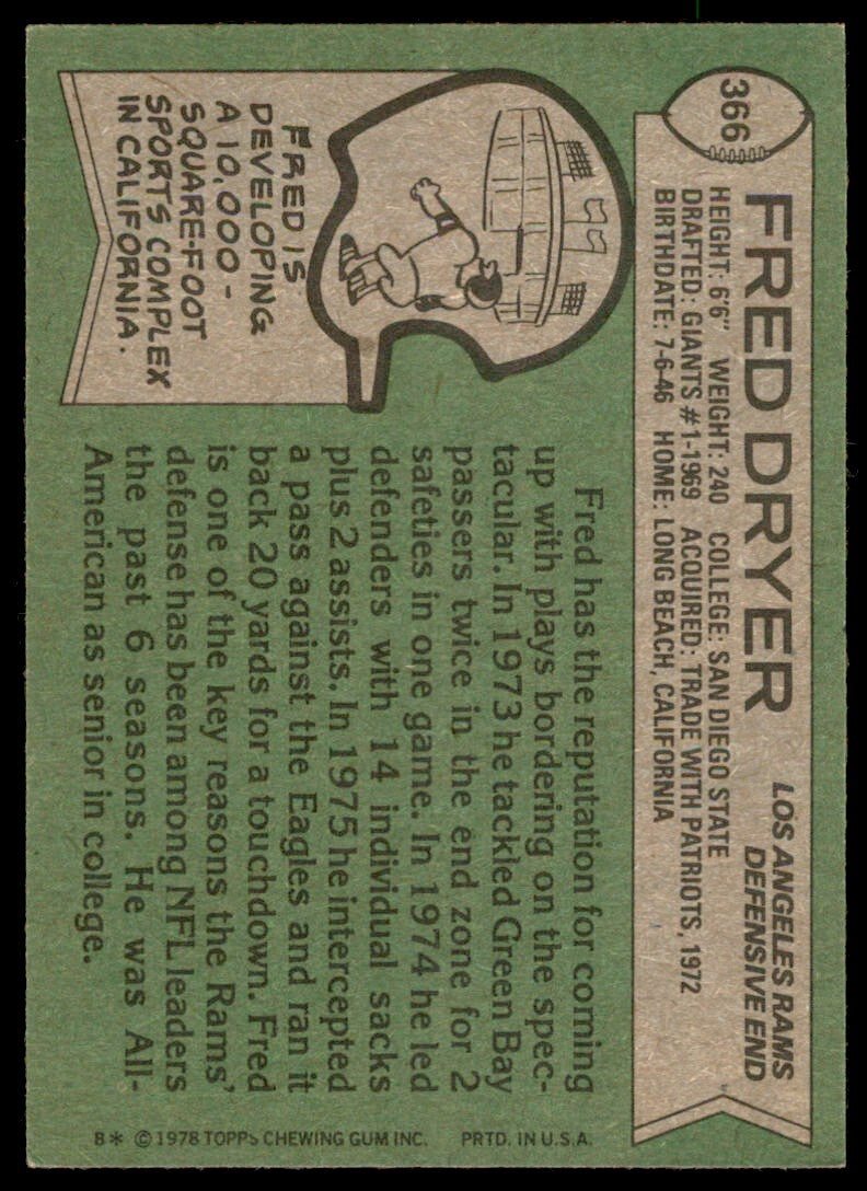 1978 Topps Fred Dryer . Los Angeles Rams #366