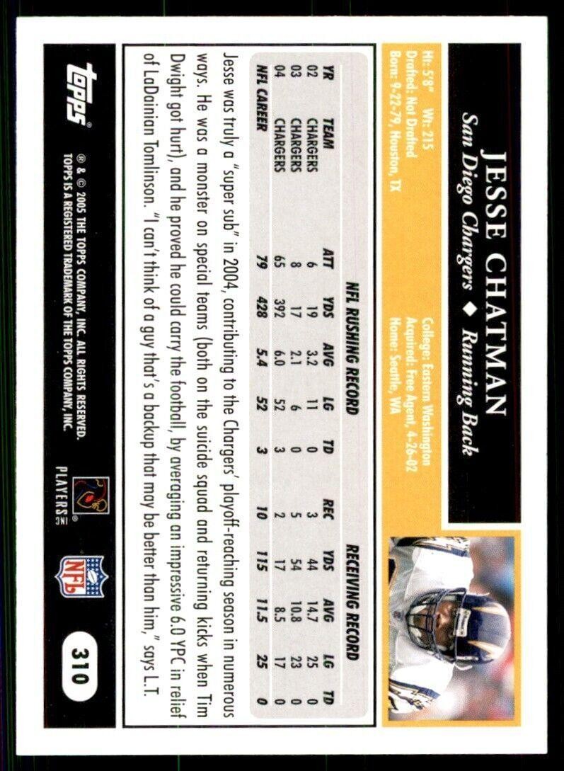 2005 Topps Jesse Chatman Football Cards #310