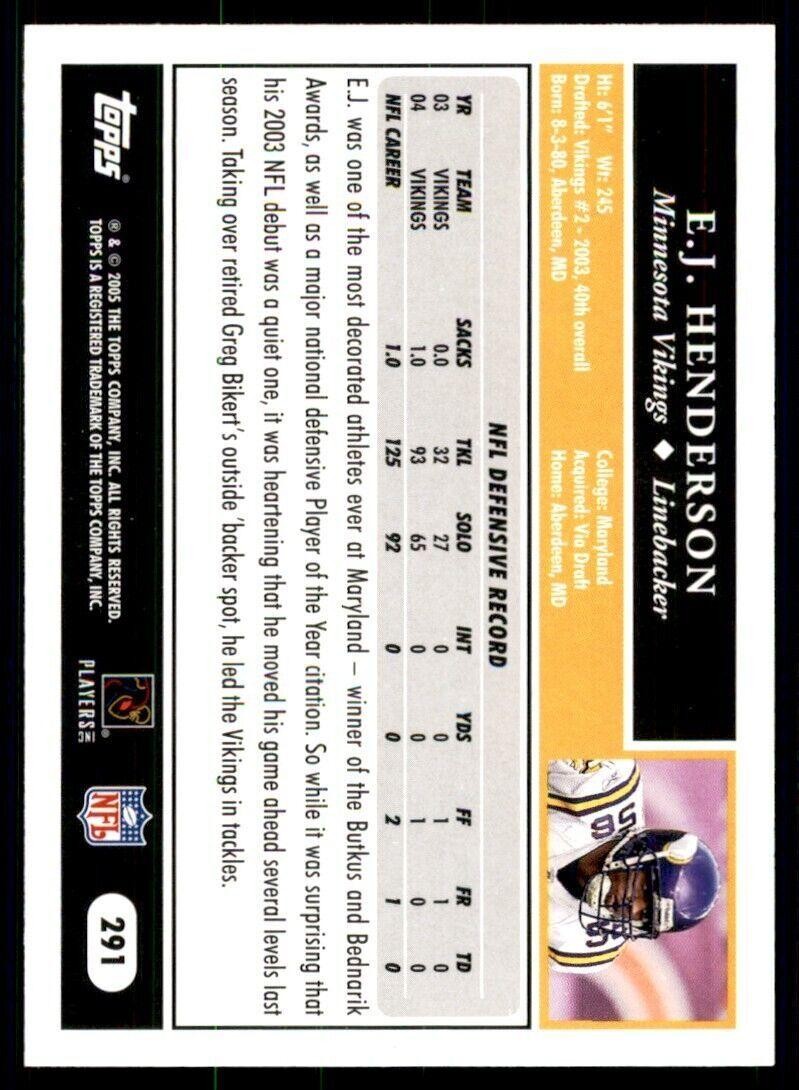 2005 Topps E.J. Henderson Football Cards #291