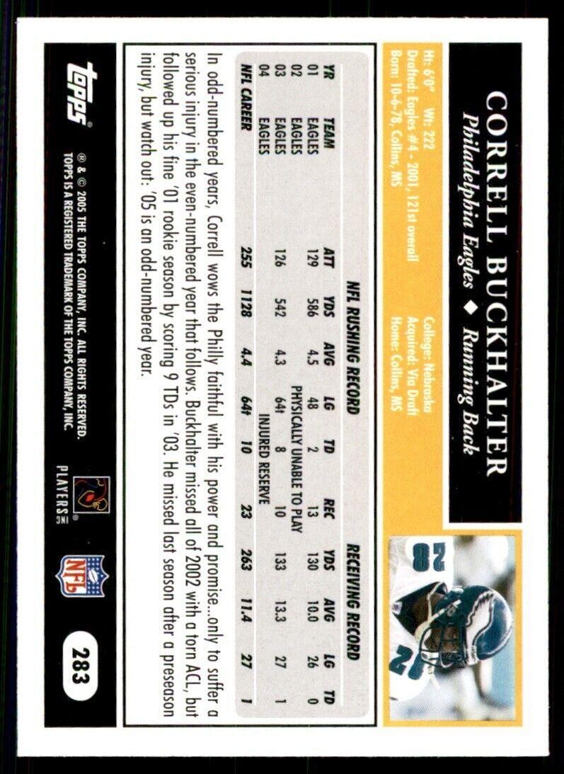 2005 Topps Correll Buckhalter Football Cards #283