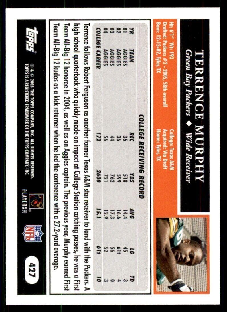 2005 Topps Terrence Murphy Football Cards #427
