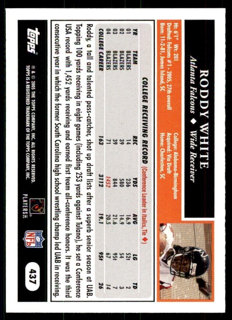 2005 Topps Roddy White Football Cards #437