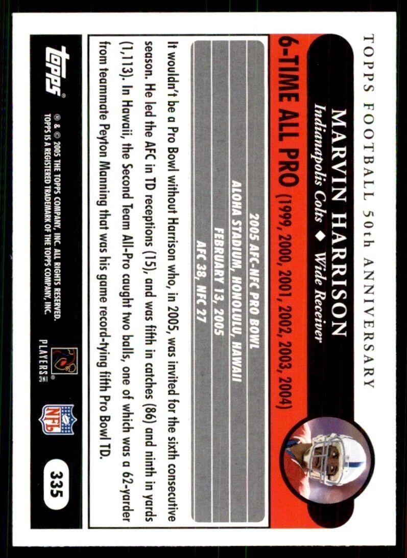 2005 Topps Marvin Harrison Football Cards #335