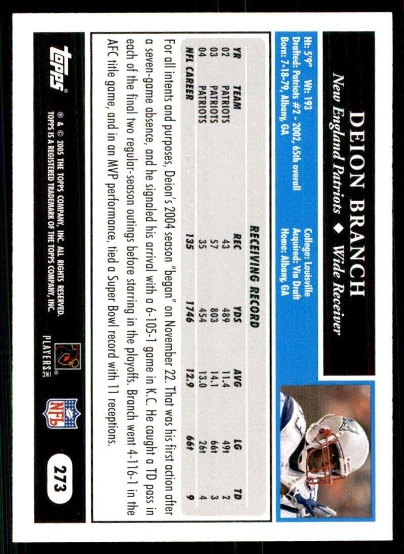 2005 Topps Deion Branch Football Cards #273