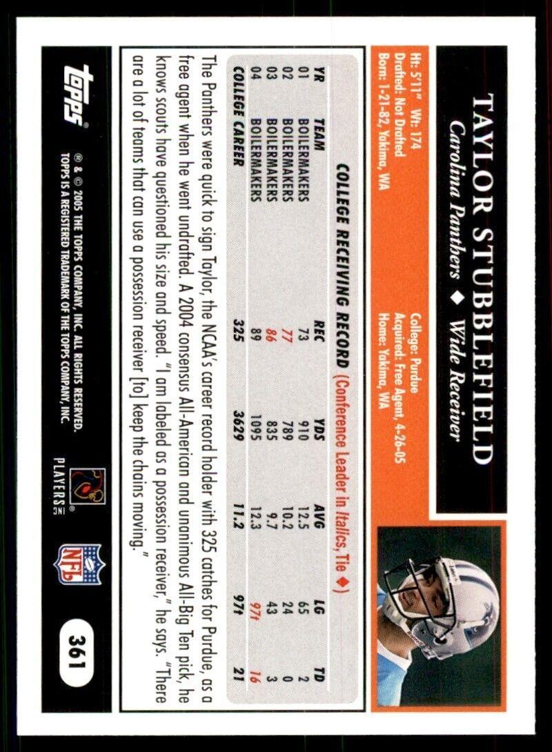 2005 Topps Taylor Stubblefield Football Cards #361