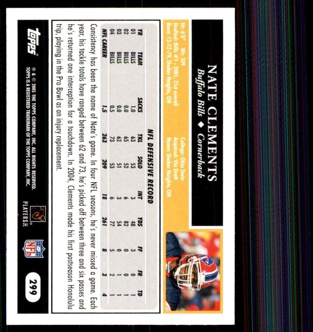 2005 Topps Nate Clements Football Cards #299