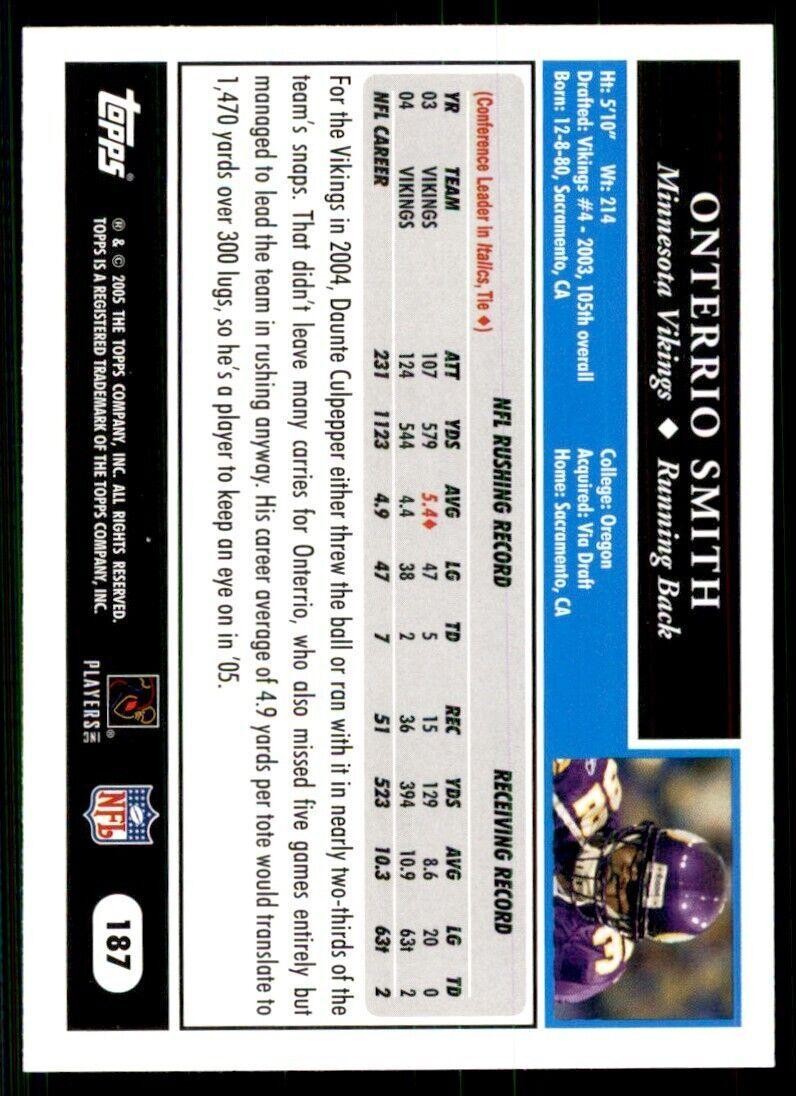 2005 Topps Onterrio Smith Football Cards #187