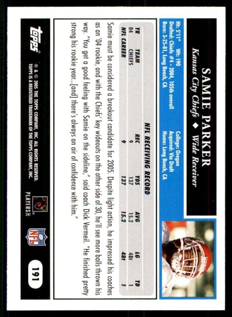2005 Topps Samie Parker Football Cards #191