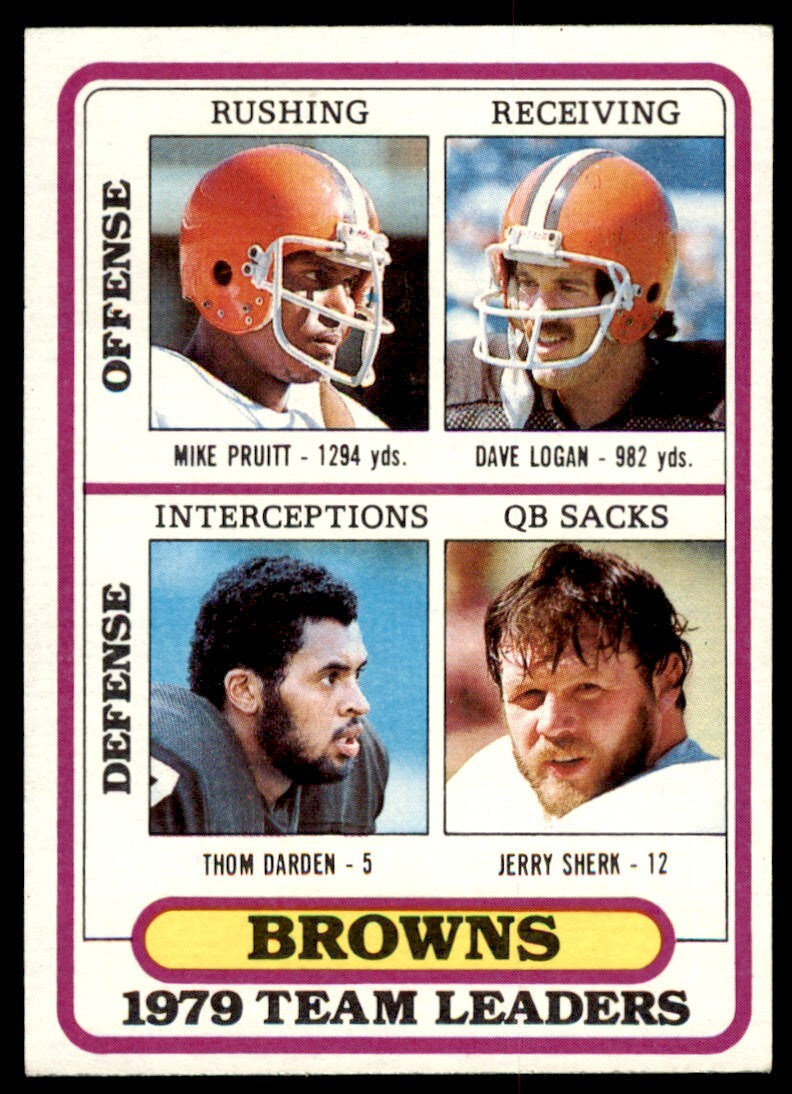 1980 Topps Mike Pruitt/Dave Logan/Thom Darden/Jerry Sherk . Cleveland Browns