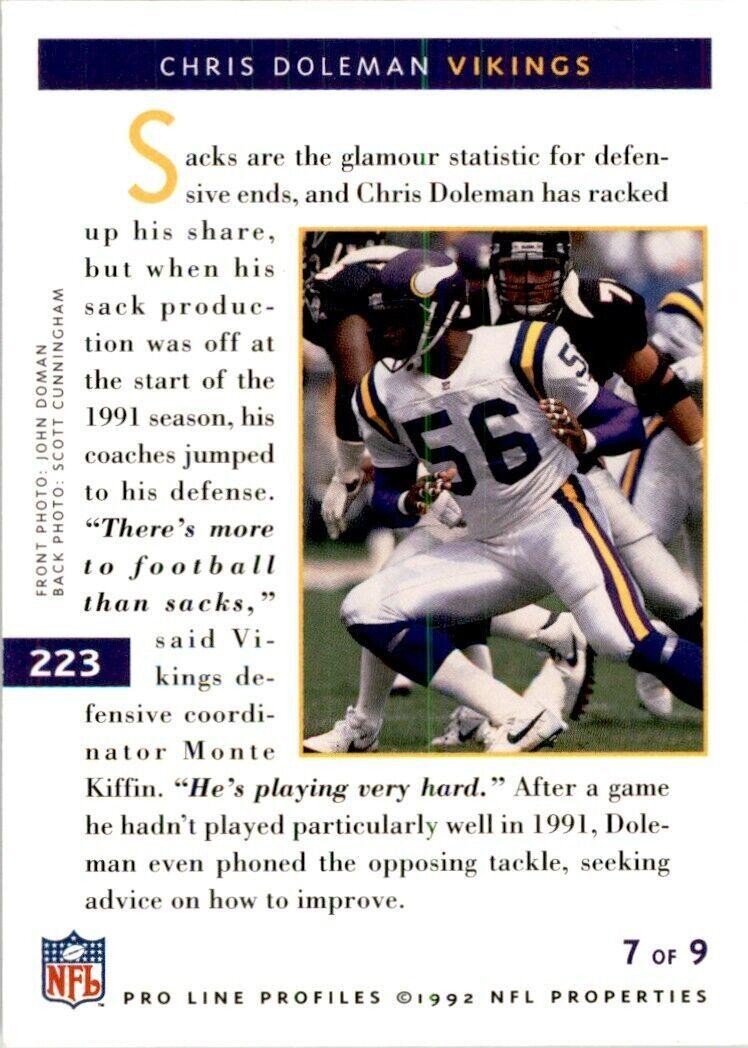 1992 Pro Line Chris Doleman Football Cards #223