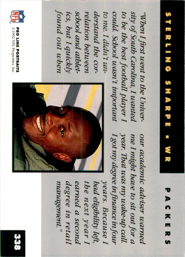 1992 Pro Line Sterling Sharpe Football Cards #338