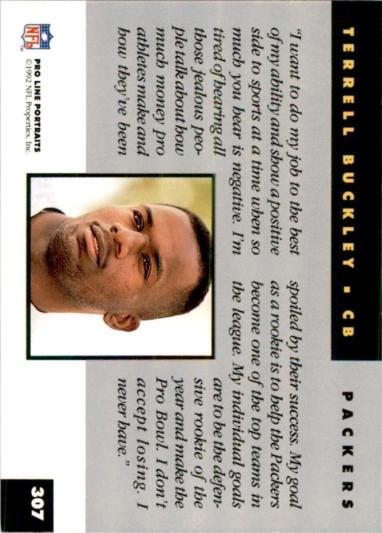 1992 Pro Line Terrell Buckley Football Cards #307
