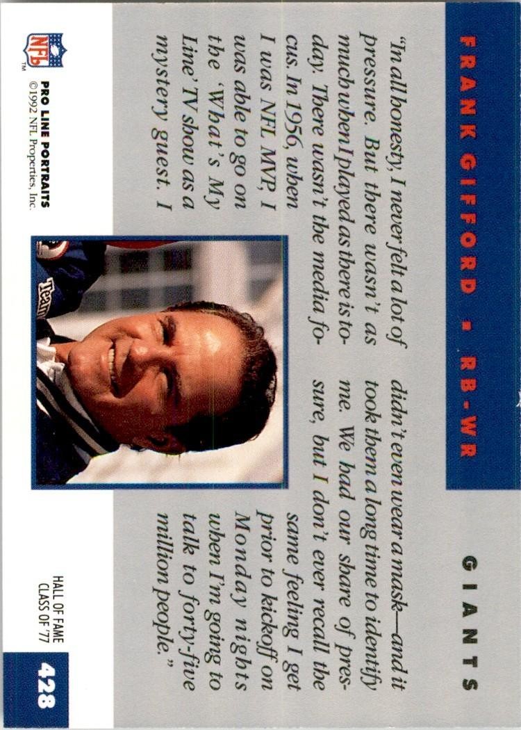 1992 Pro Line Frank Gifford Football Cards #428