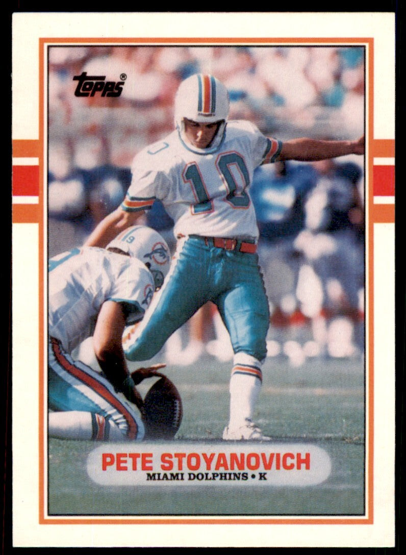1989 TOPPS TRADED PETE STOYANOVICH ROOKIE . MIAMI DOLPHINS #84T
