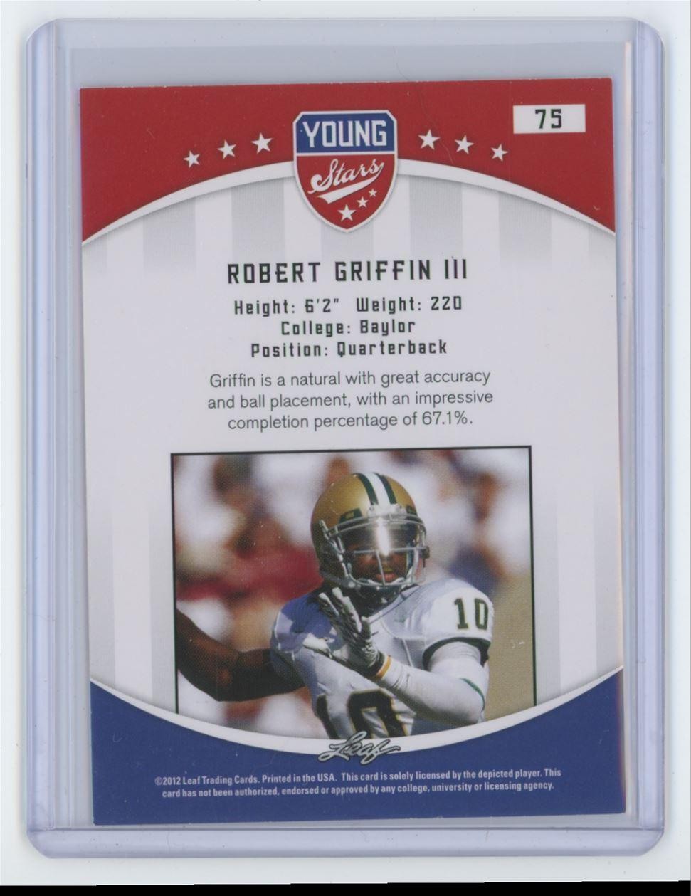 2012 LEAF YOUNG STARS ROBERT GRIFFIN III . BAYLOR BEARS #75