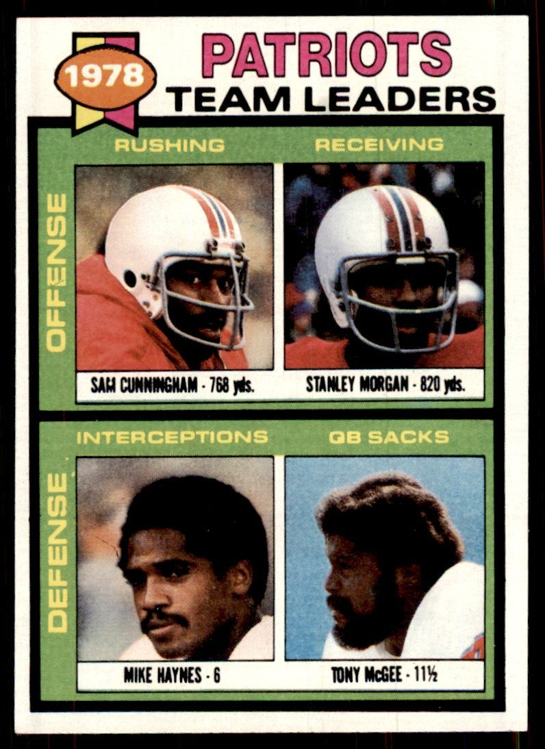 1979 Topps Sam Cunningham/Stanley Morgan/Mike Haynes/Tony McGee New England