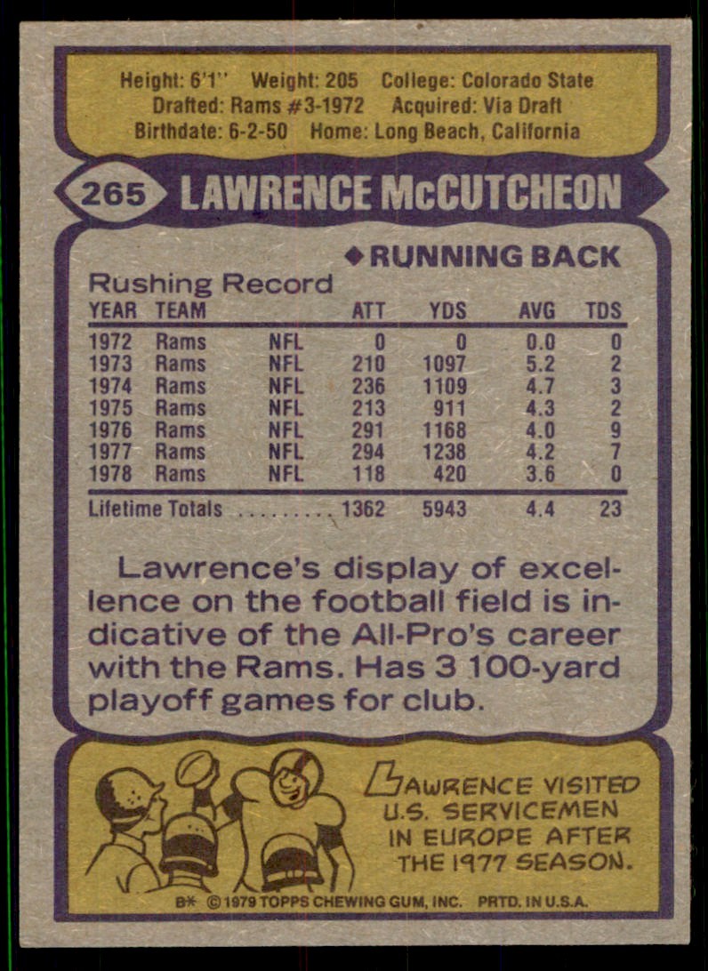 1979 Topps Lawrence McCutcheon Los Angeles Rams #265