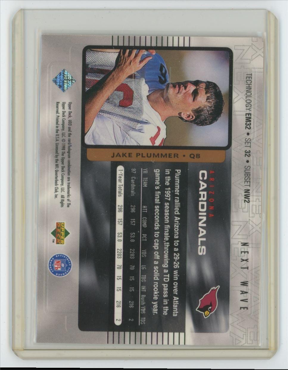 1998 UPPER DECKUD3 NEXT WAVE JAKE PLUMMER . ARIZONA CARDINALS #NW2
