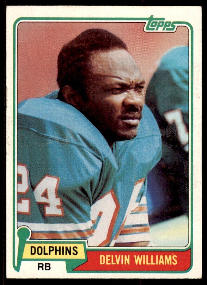 1981 Topps Football Delvin Williams . Miami Dolphins #287