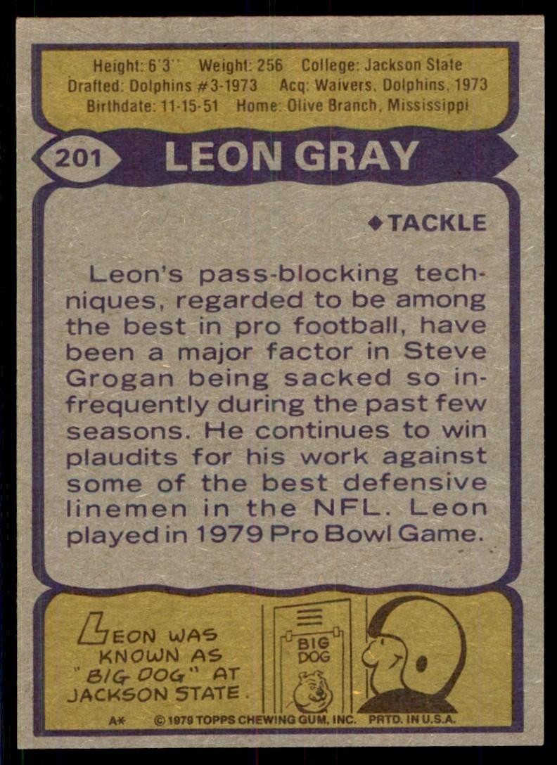 1979 Topps Leon Gray New England Patriots #201