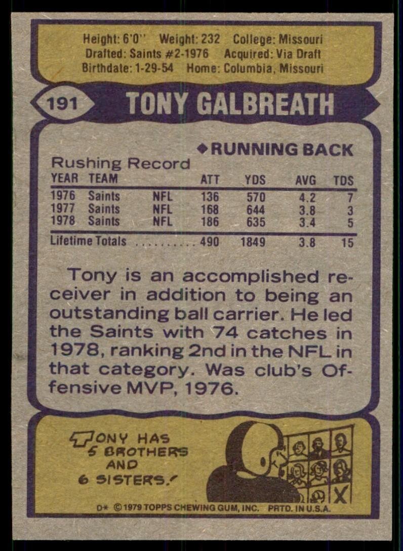 1979 Topps Tony Galbreath New Orleans Saints #191