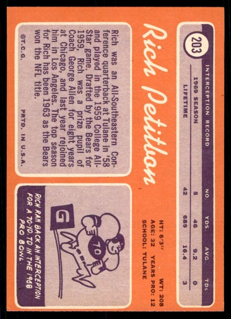 1970 Topps Richie Petitbon Vintage Los Angeles Rams #203