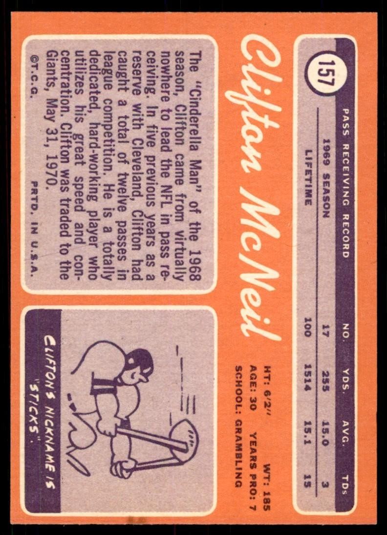 1970 Topps Clifton McNeil Vintage New York Giants #157