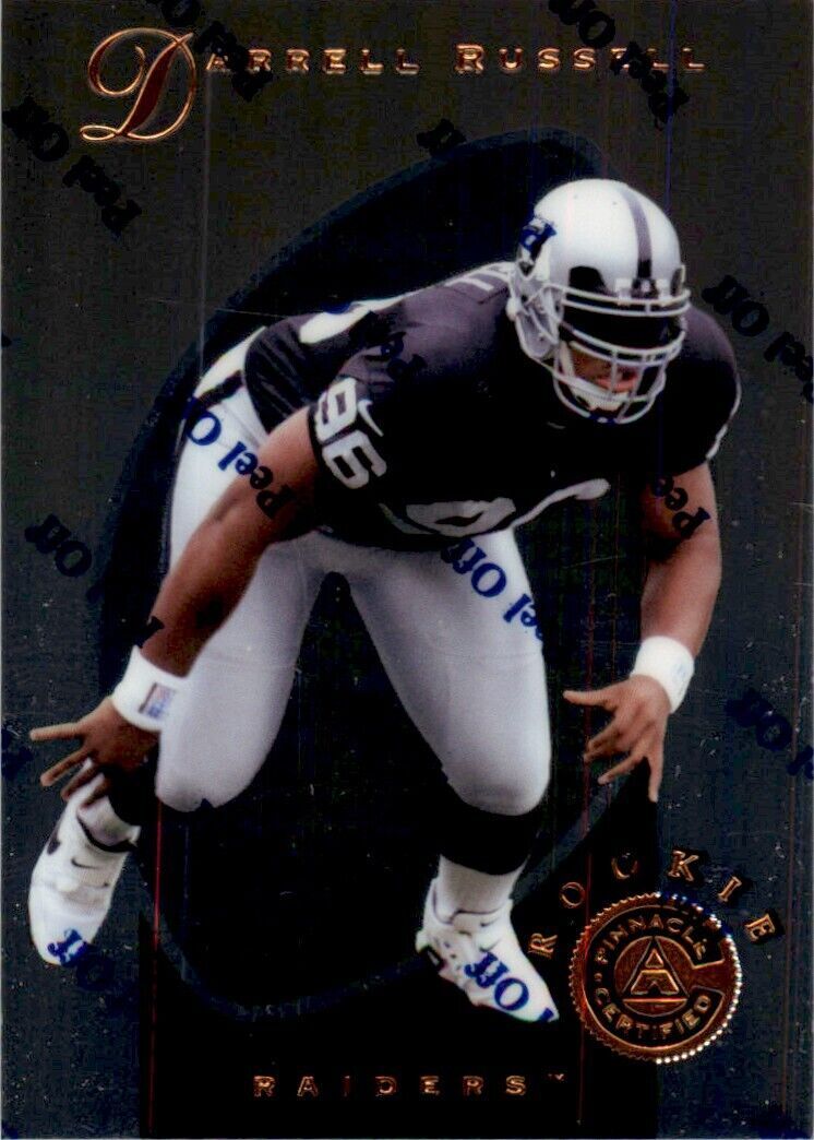 1997 Pinnacle Certified w/ Peel Off Darrell Russell . Oakland Raiders #133