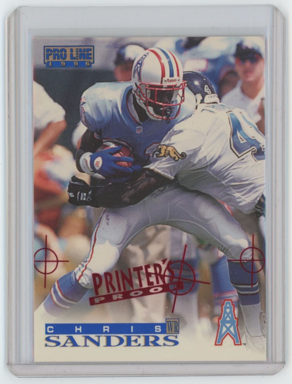 1996 PRO LINE PRINTER'S PROOFS CHRIS SANDERS . HOUSTON OILERS #175