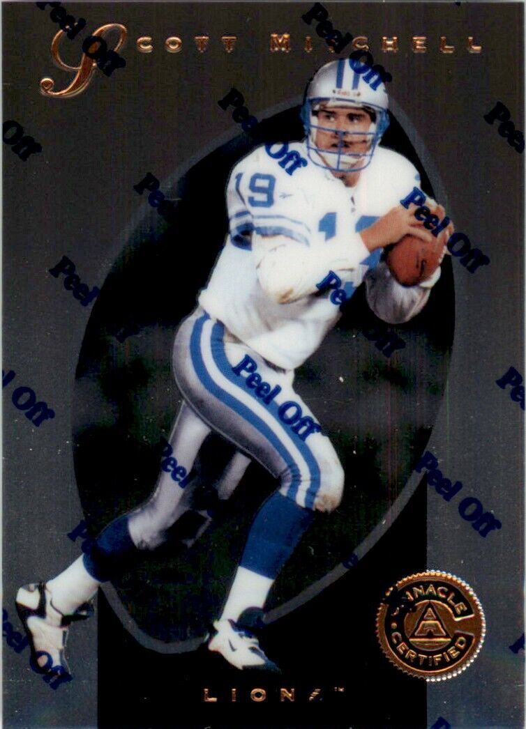 1997 Pinnacle Certified w/ Peel Off Scott Mitchell . Detroit Lions #34