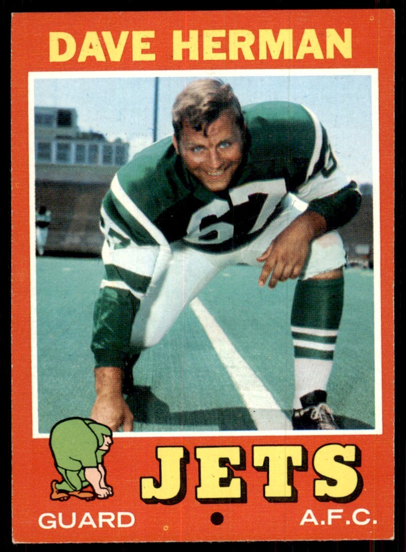 1971 Topps Dave Herman Rookie Vintage New York Jets #124
