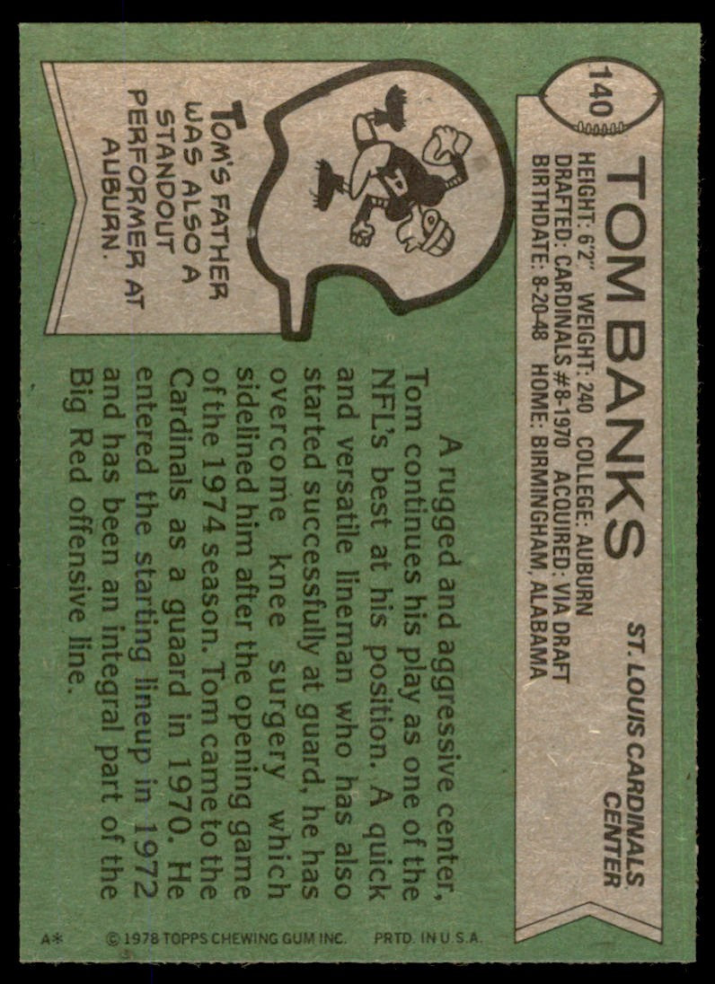 1978 TOPPS TOM BANKS . ST. LOUIS CARDINALS #140