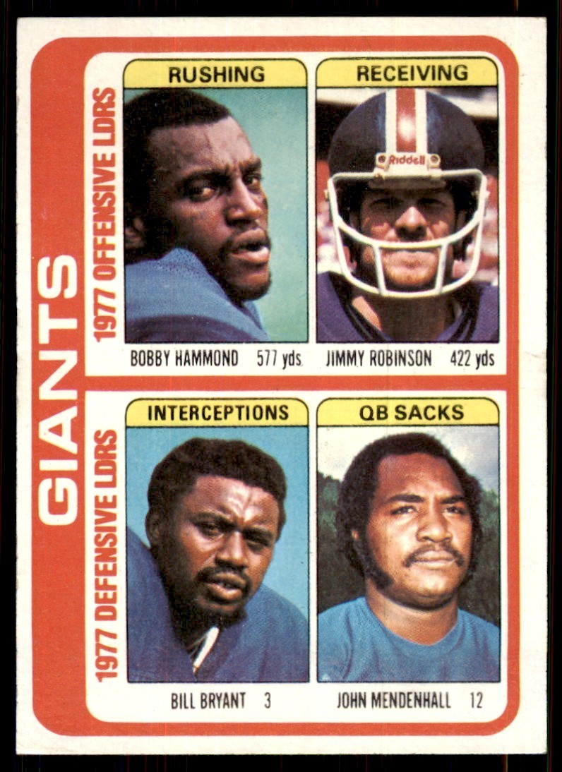 1978 Topps Bobby Hammond/Jimmy Robinson/Bill Bryant/John Mendenhall b New York