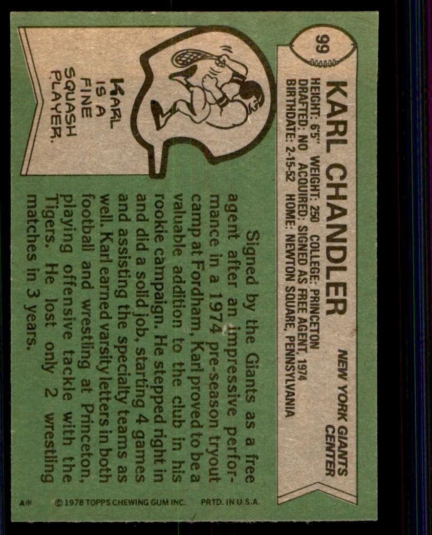 1978 Topps Karl Chandler b New York Giants #99