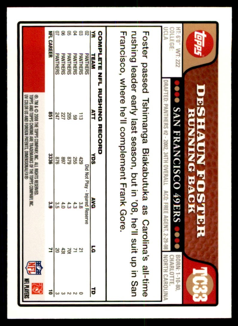 2008 Topps Chrome DeShaun Foster . San Francisco 49ers #TC33