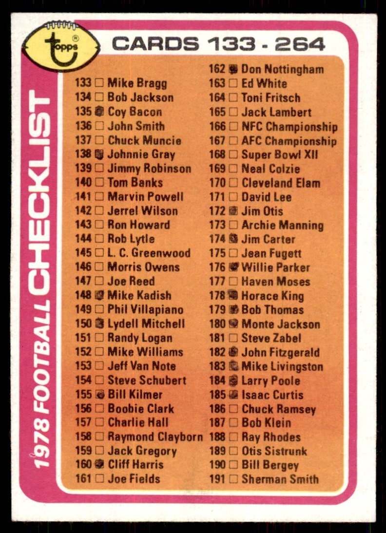 1978 Topps Checklist 265-396 c #388