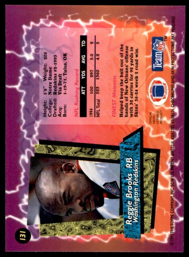 1995 Topps Finest Reggie Brooks . Washington Redskins #131