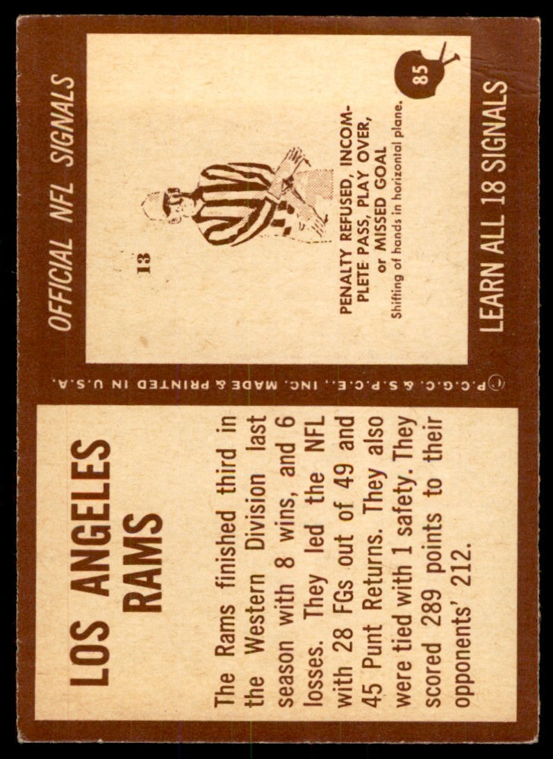 1967 Philadelphia Los Angeles Rams b Los Angeles Rams #85