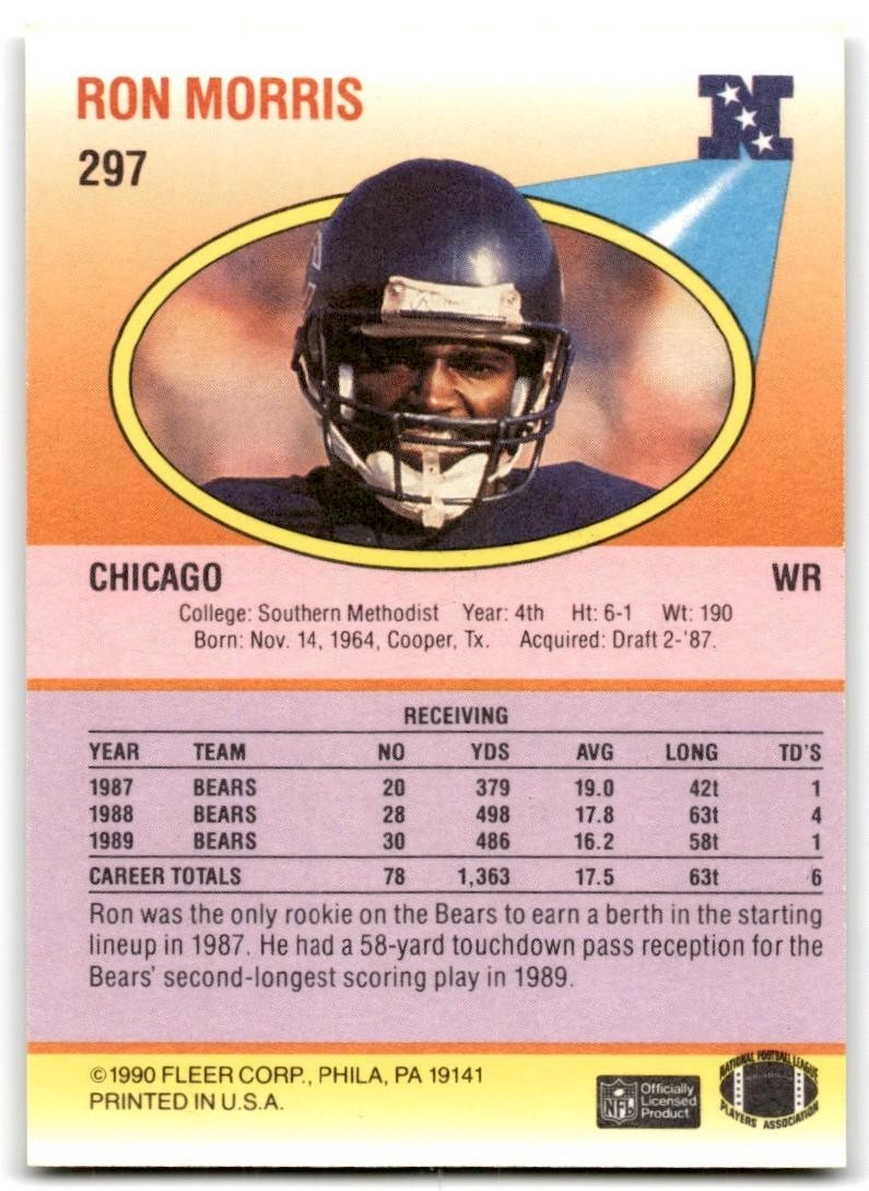 1990 Fleer Ron Morris Chicago Bears #297