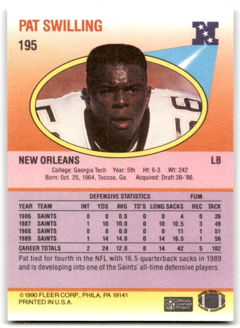 1990 Fleer Pat Swilling New Orleans Saints #195