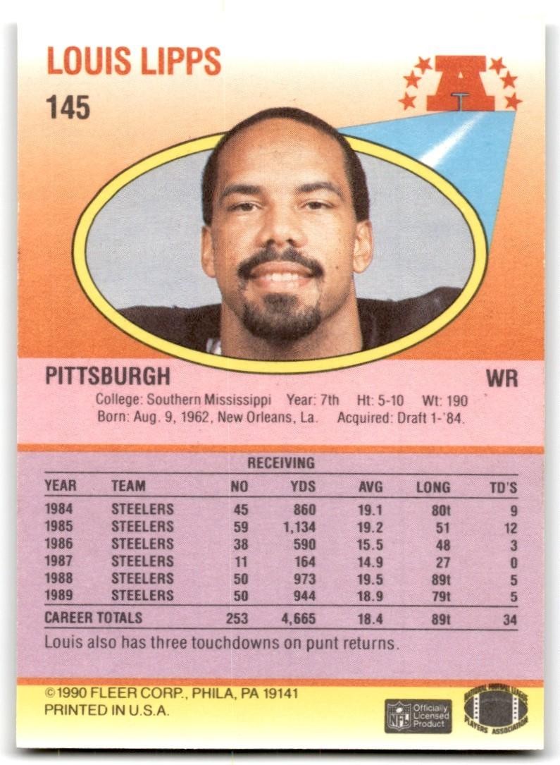 1990 Fleer Louis Lipps Pittsburgh Steelers #145