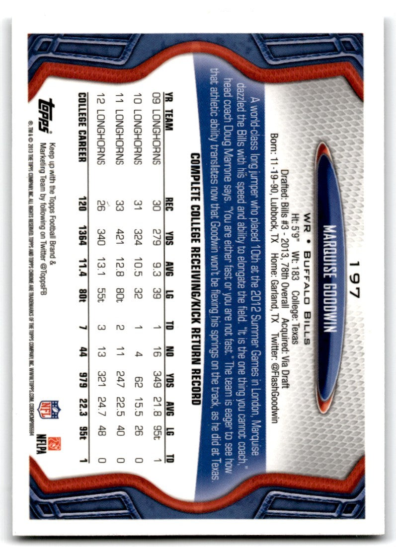 2013 Topps Chrome Marquise Goodwin Football Cards #197