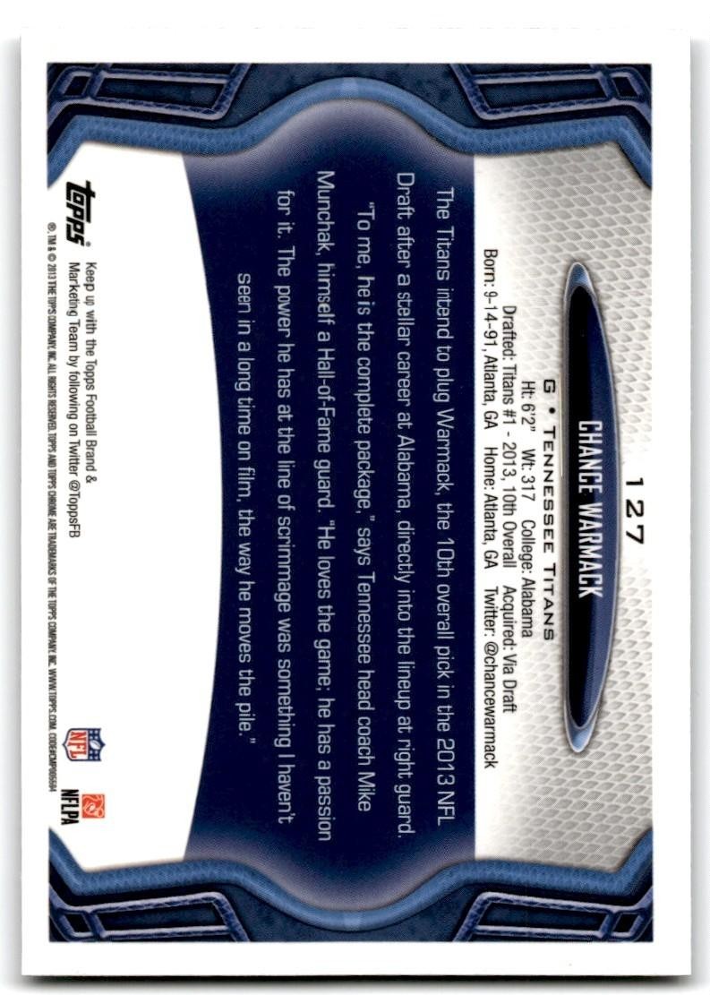 2013 Topps Chrome Chance Warmack Football Cards #127