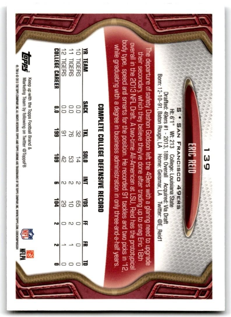 2013 Topps Chrome Eric Reid Football Cards #139