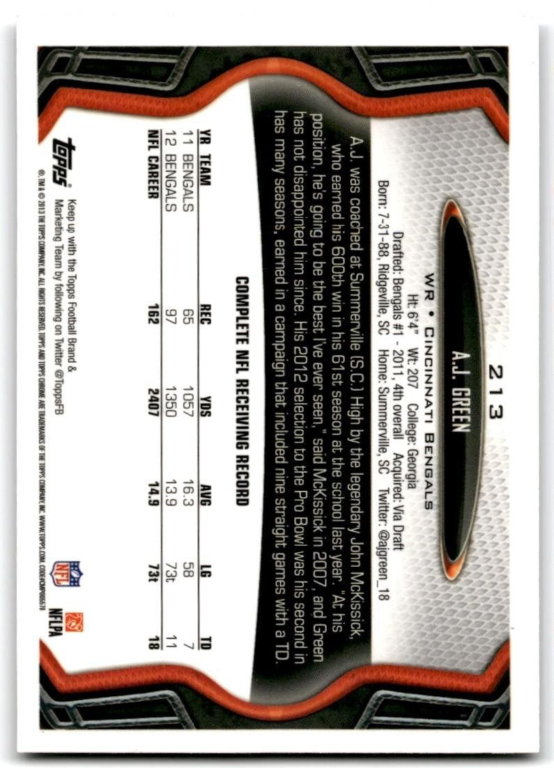 2013 Topps Chrome A.J. Green Football Cards #213