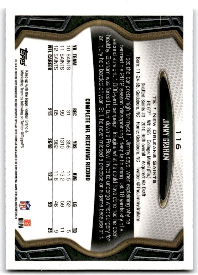 2013 Topps Chrome Jimmy Graham Football Cards #116