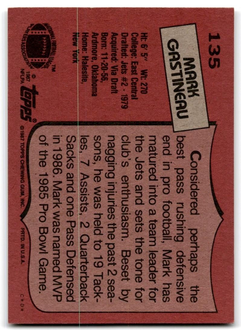 1987 Topps Mark Gastineau Football Card #135