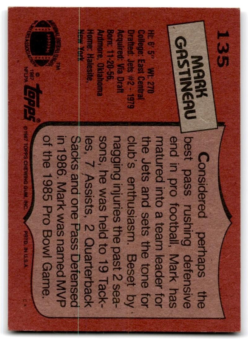 1987 Topps Mark Gastineau c Football Card #135