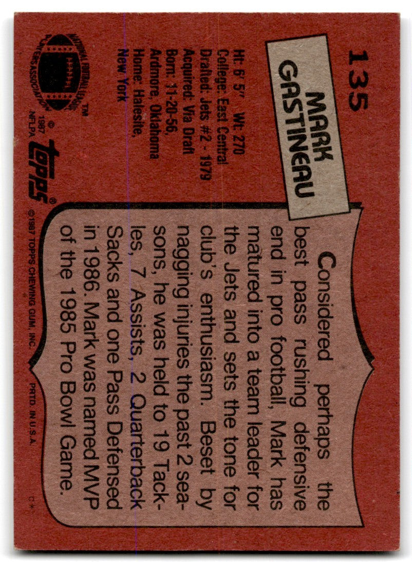 1987 Topps Mark Gastineau h Football Card #135