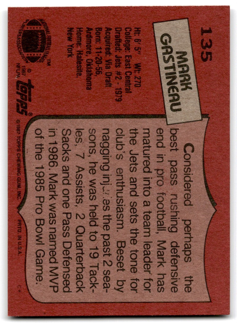 1987 Topps Mark Gastineau m Football Card #135